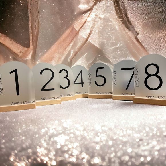 1-10 Wedding & Event TableSign- 5x7 Frosted Acrylic Dome Sign Made to Order